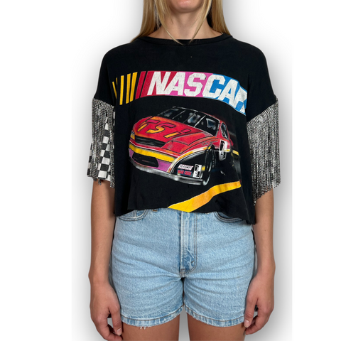 VINTAGE RHINESTONED NASCAR TSHIRT | MENS L