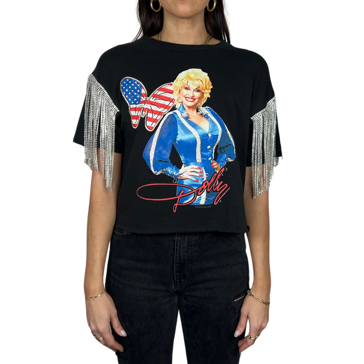 VINTAGE RHINESTONED DOLLY PARTON TSHIRT | MENS S