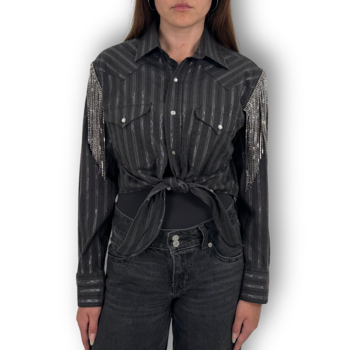 VINTAGE RHINESTONE TIE TOP