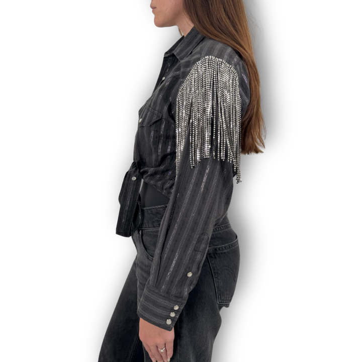VINTAGE RHINESTONE TIE TOP