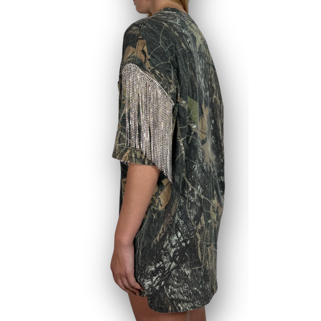 VINTAGE RHINESTONED CAMO TSHIRT | MENS L