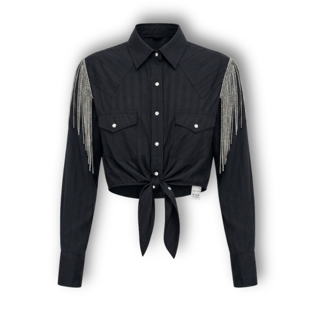 VINTAGE RHINESTONE TIE TOP