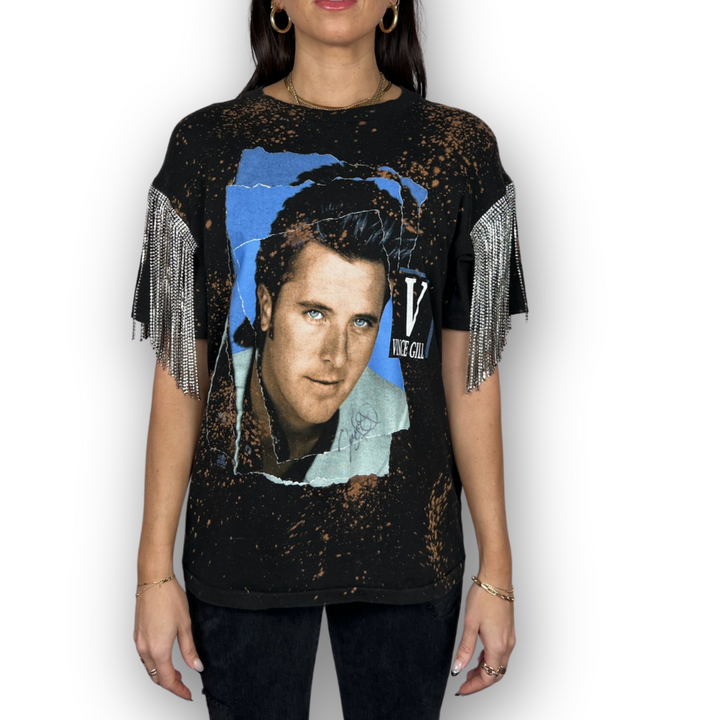 VINTAGE RHINESTONED VINCE GILL TSHIRT | MENS M