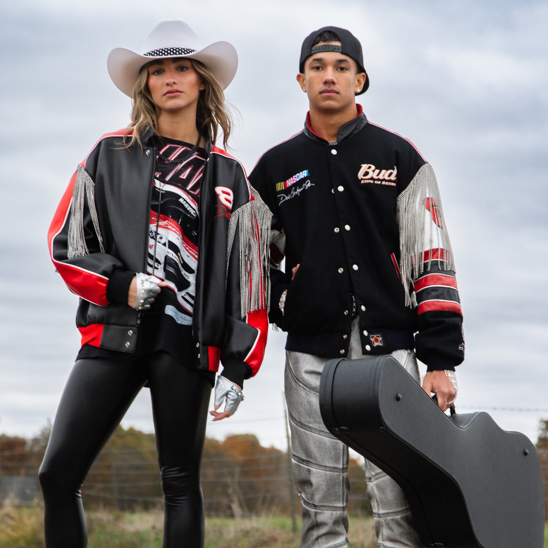 VINTAGE RHINESTONE FRINGE NASCAR JACKET