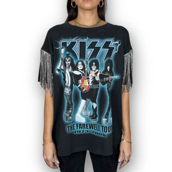 VINTAGE RHINESTONED KISS TSHIRT | MENS L