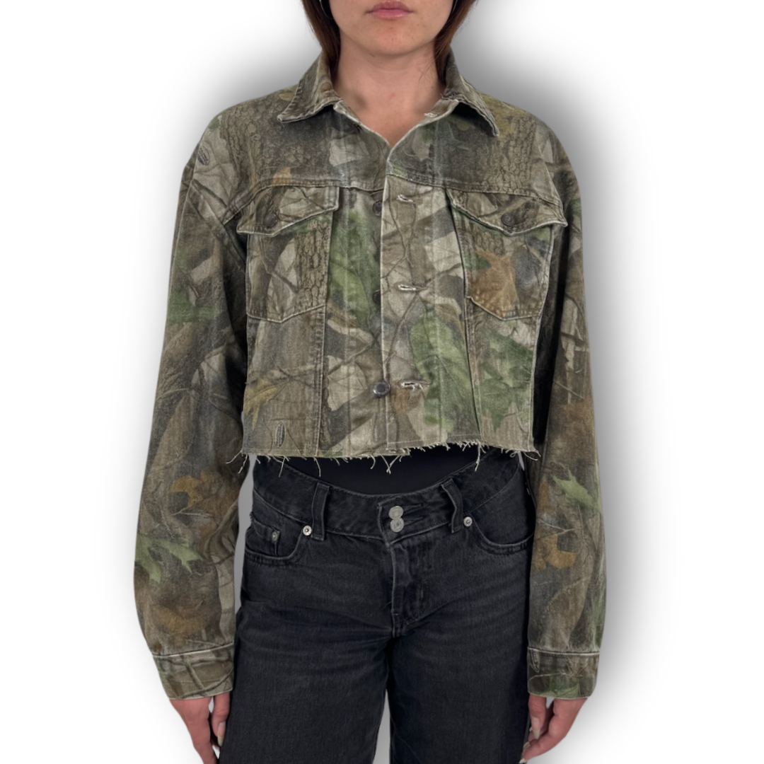 VINTAGE RHINESTONE FRINGE CAMO JACKET