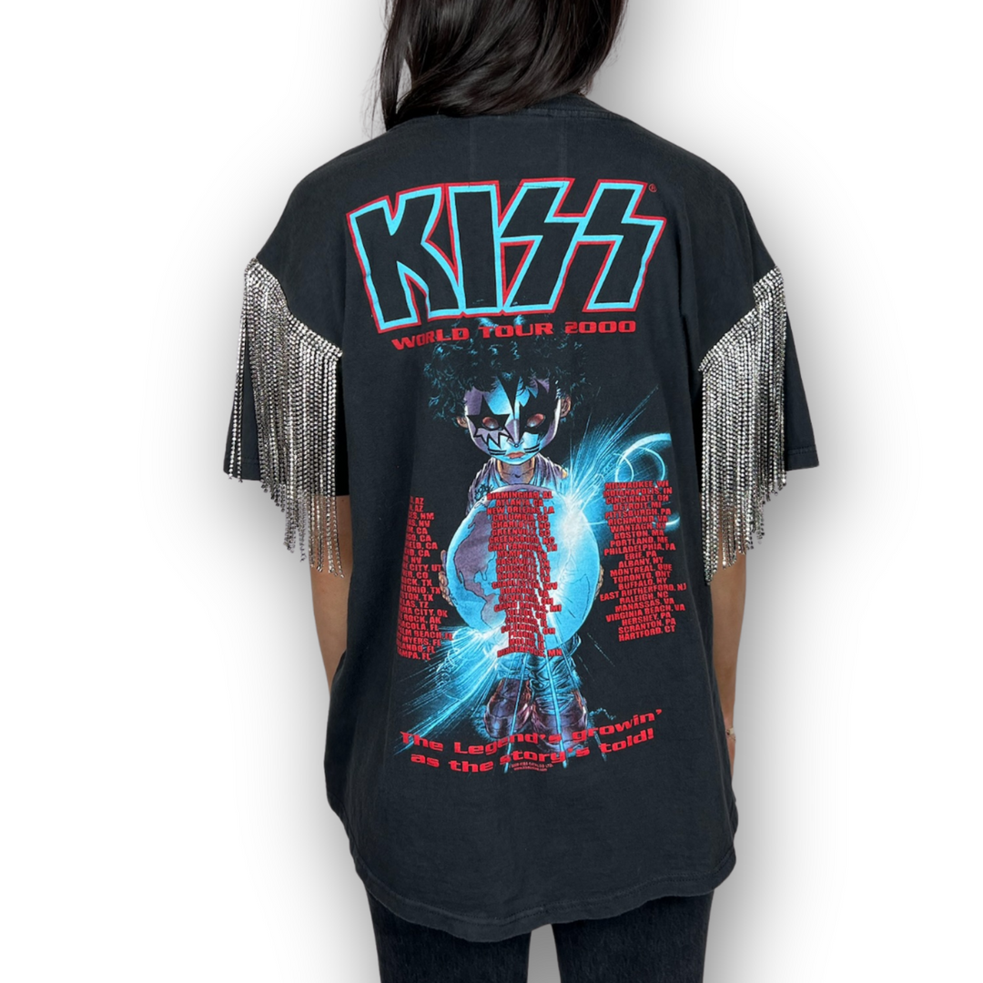 VINTAGE RHINESTONED KISS TSHIRT | MENS L