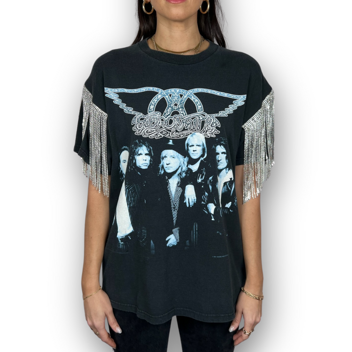 VINTAGE RHINESTONED AEROSMITH TSHIRT | MENS M