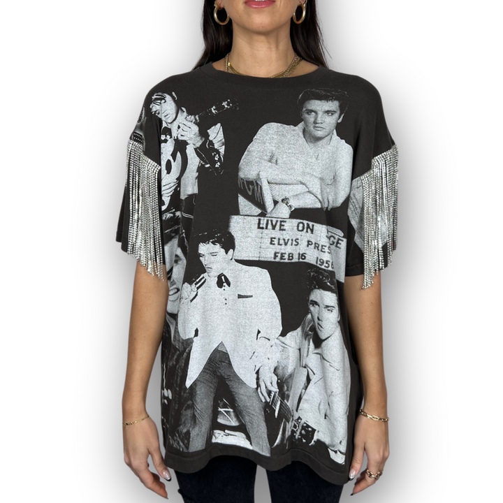 VINTAGE RHINESTONED ELVIS PRESLEY TSHIRT | MENS L