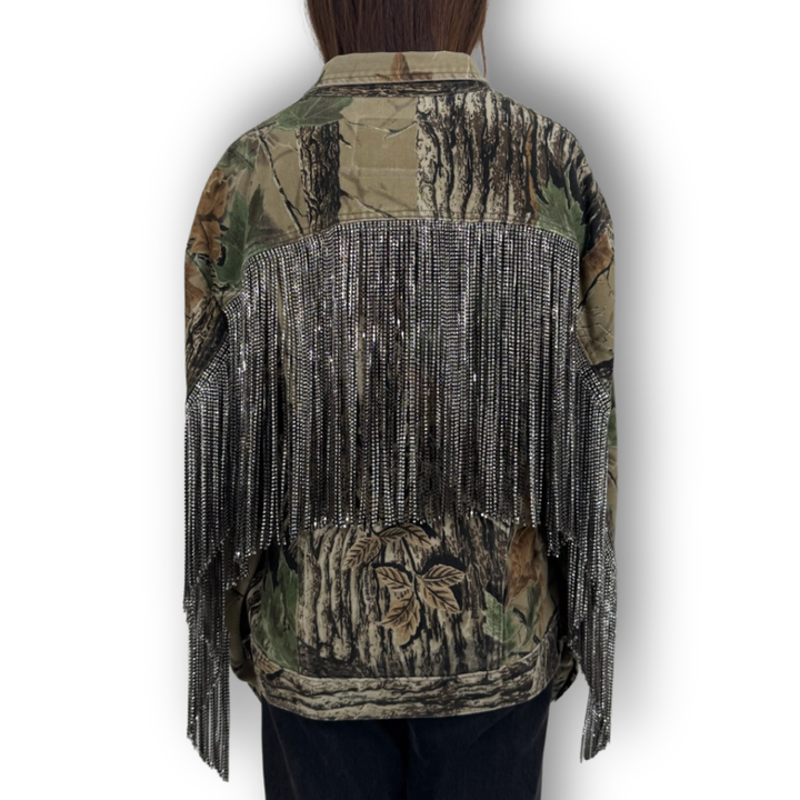 VINTAGE RHINESTONE FRINGE CAMO JACKET