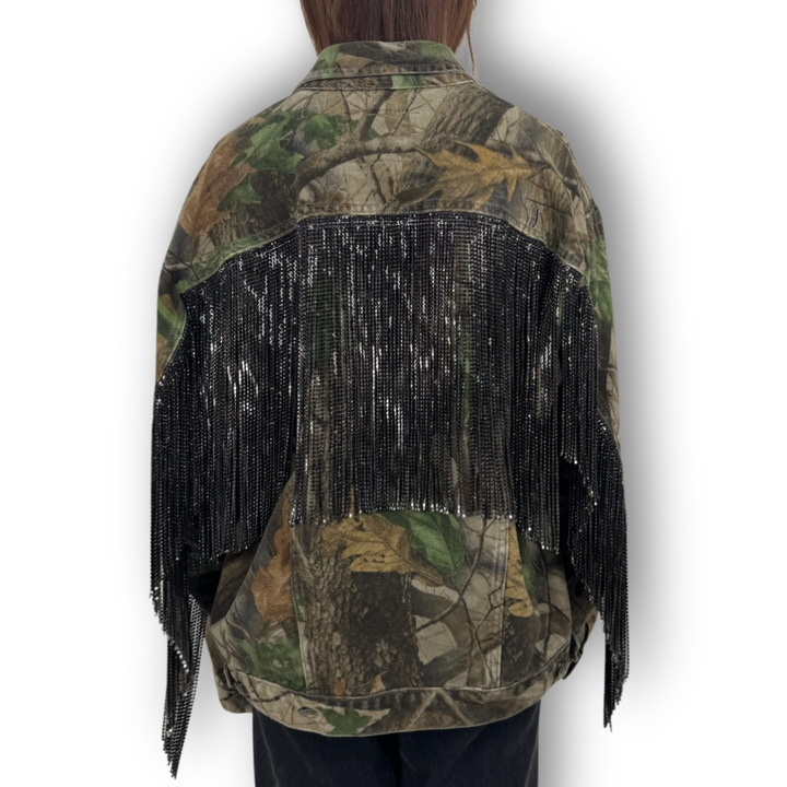VINTAGE RHINESTONE FRINGE CAMO JACKET