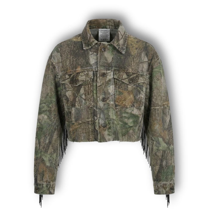 VINTAGE RHINESTONE FRINGE CAMO JACKET