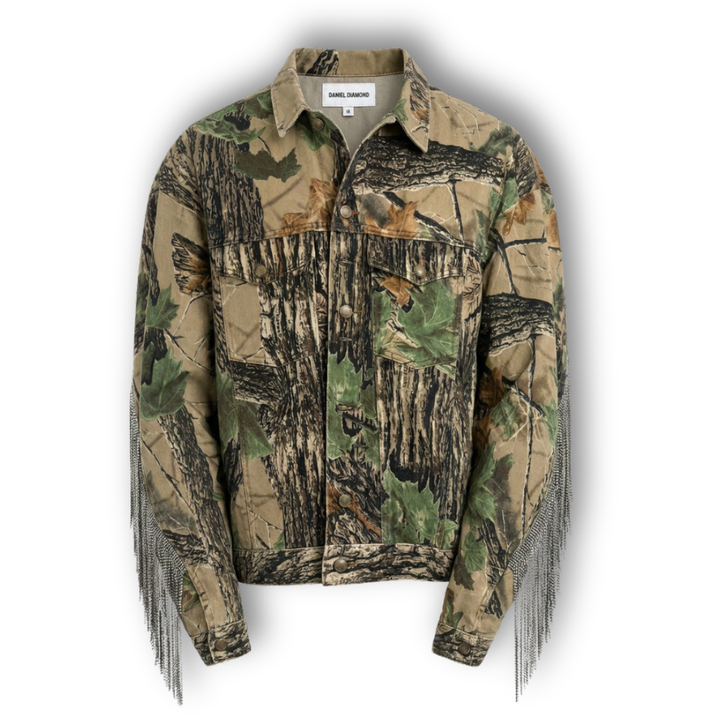 VINTAGE RHINESTONE FRINGE CAMO JACKET