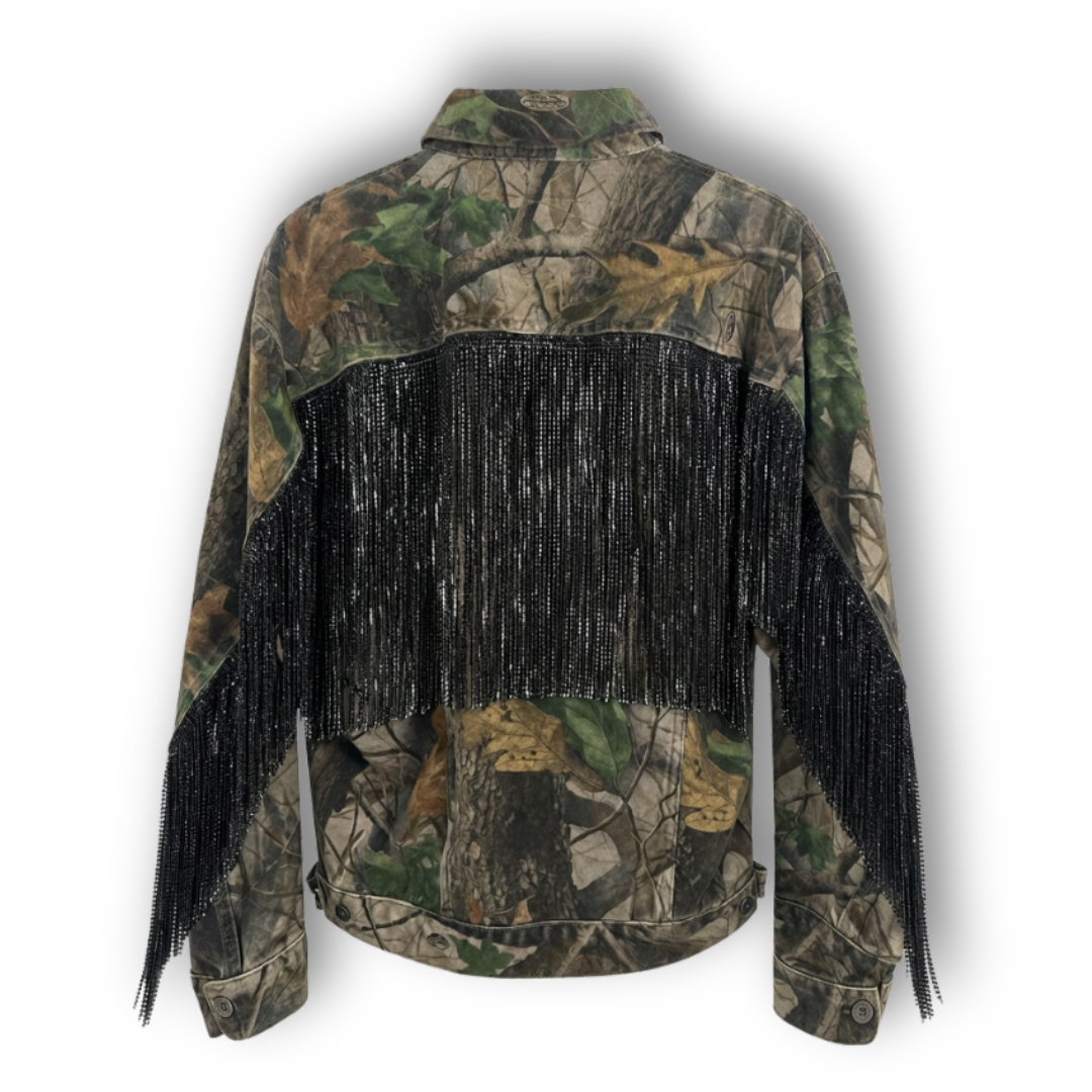 VINTAGE RHINESTONE FRINGE CAMO JACKET