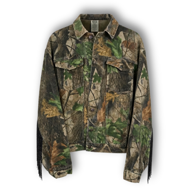 VINTAGE RHINESTONE FRINGE CAMO JACKET
