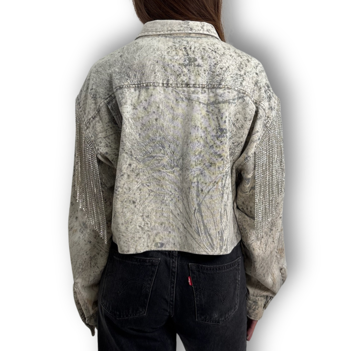 VINTAGE RHINESTONE FRINGE TIE TOP