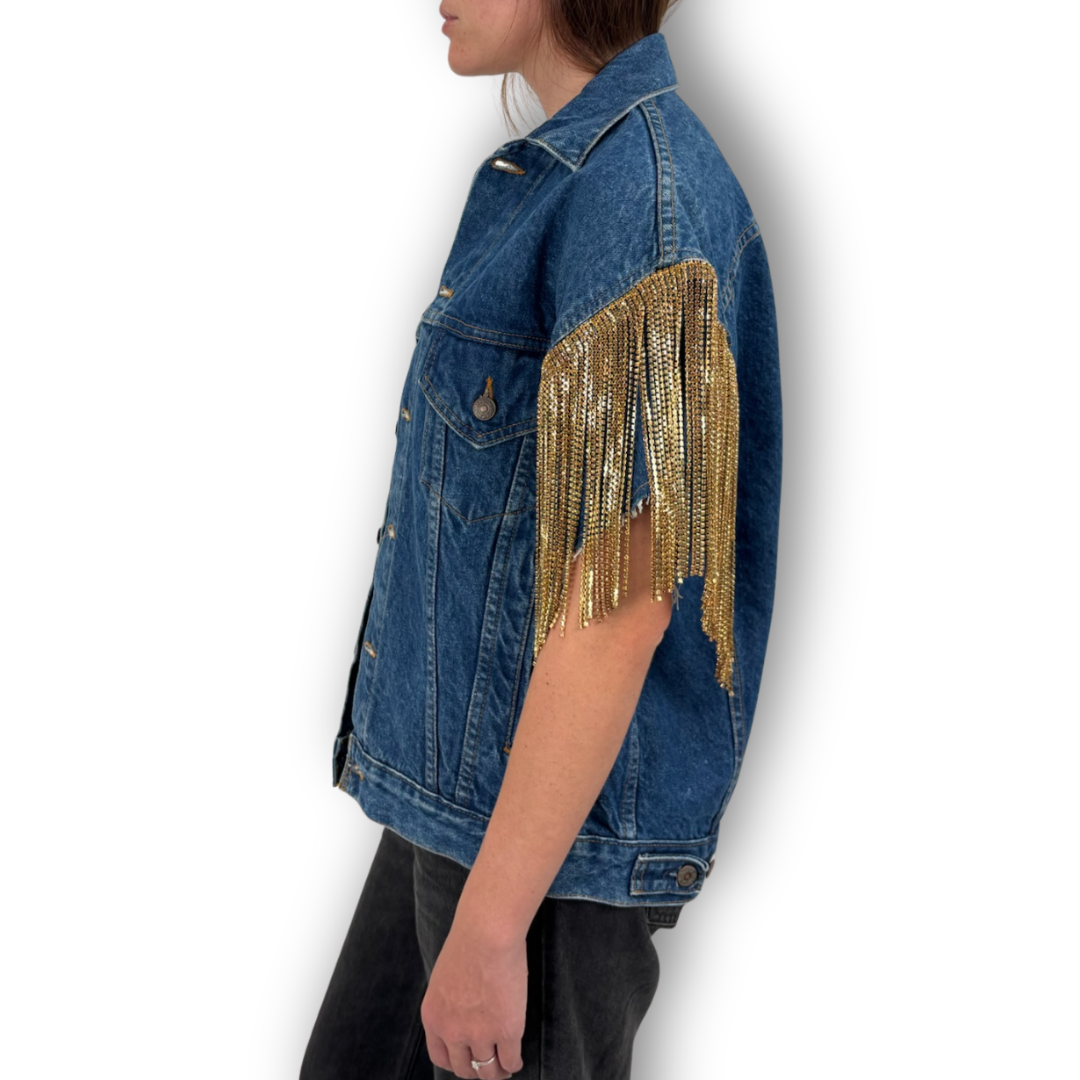 VINTAGE RHINESTONE FRINGE VEST