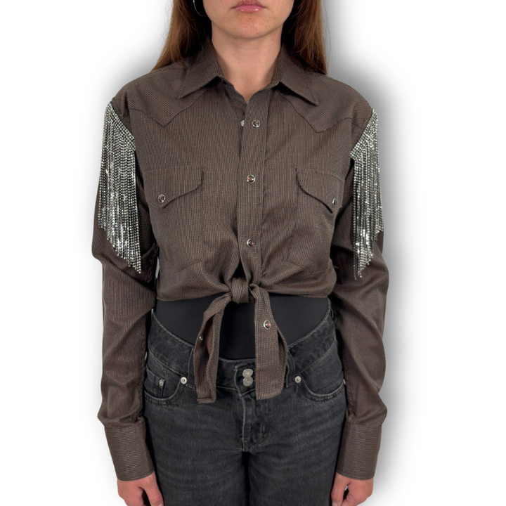 VINTAGE RHINESTONE TIE TOP