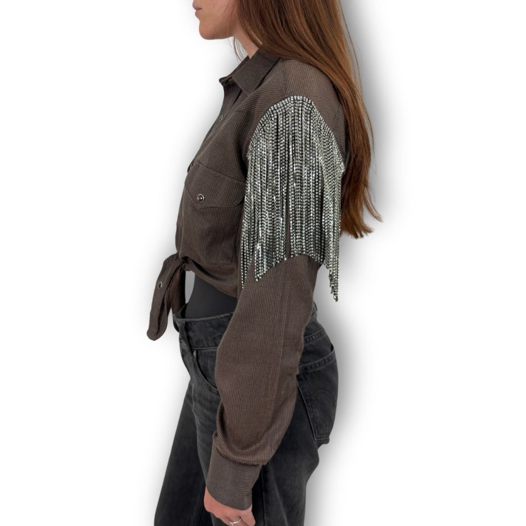 VINTAGE RHINESTONE TIE TOP