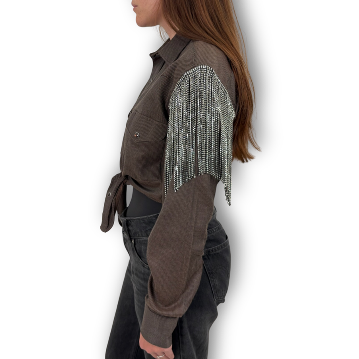 VINTAGE RHINESTONE TIE TOP
