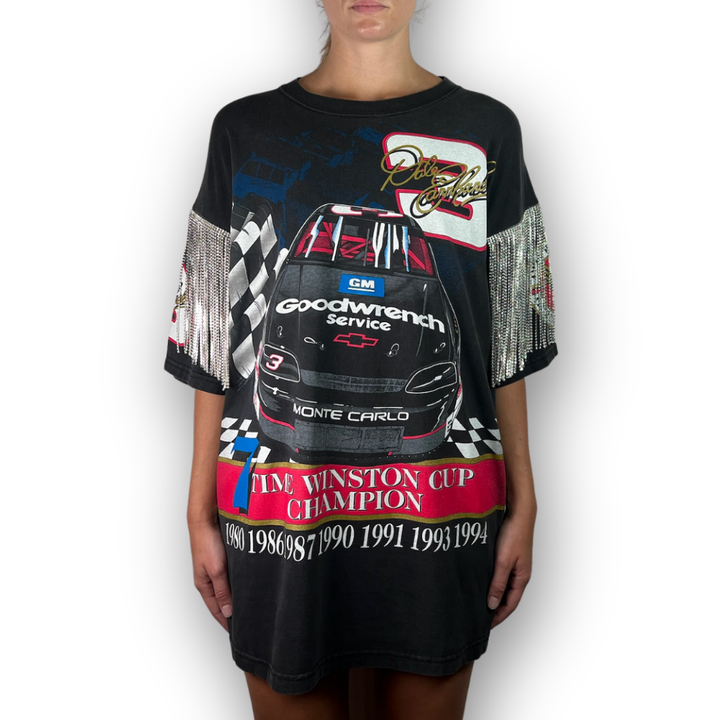 VINTAGE RHINESTONED NASCAR TSHIRT | MENS L