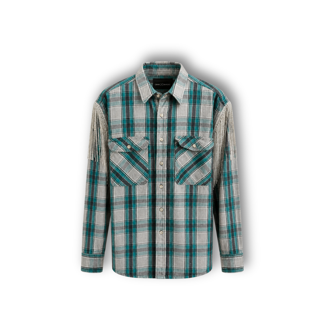 VINTAGE RHINESTONE FRINGE BUTTON DOWN