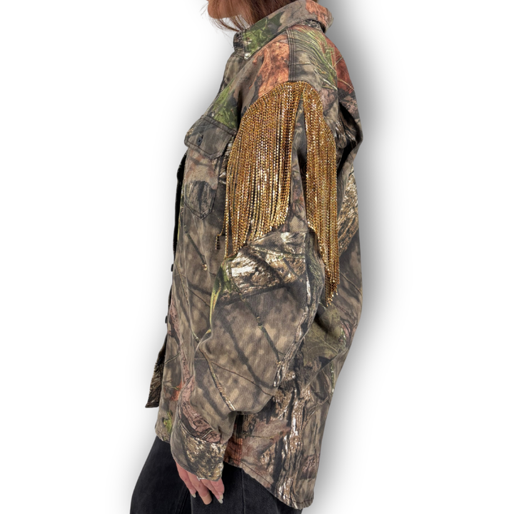 VINTAGE RHINESTONE FRINGE BUTTON DOWN