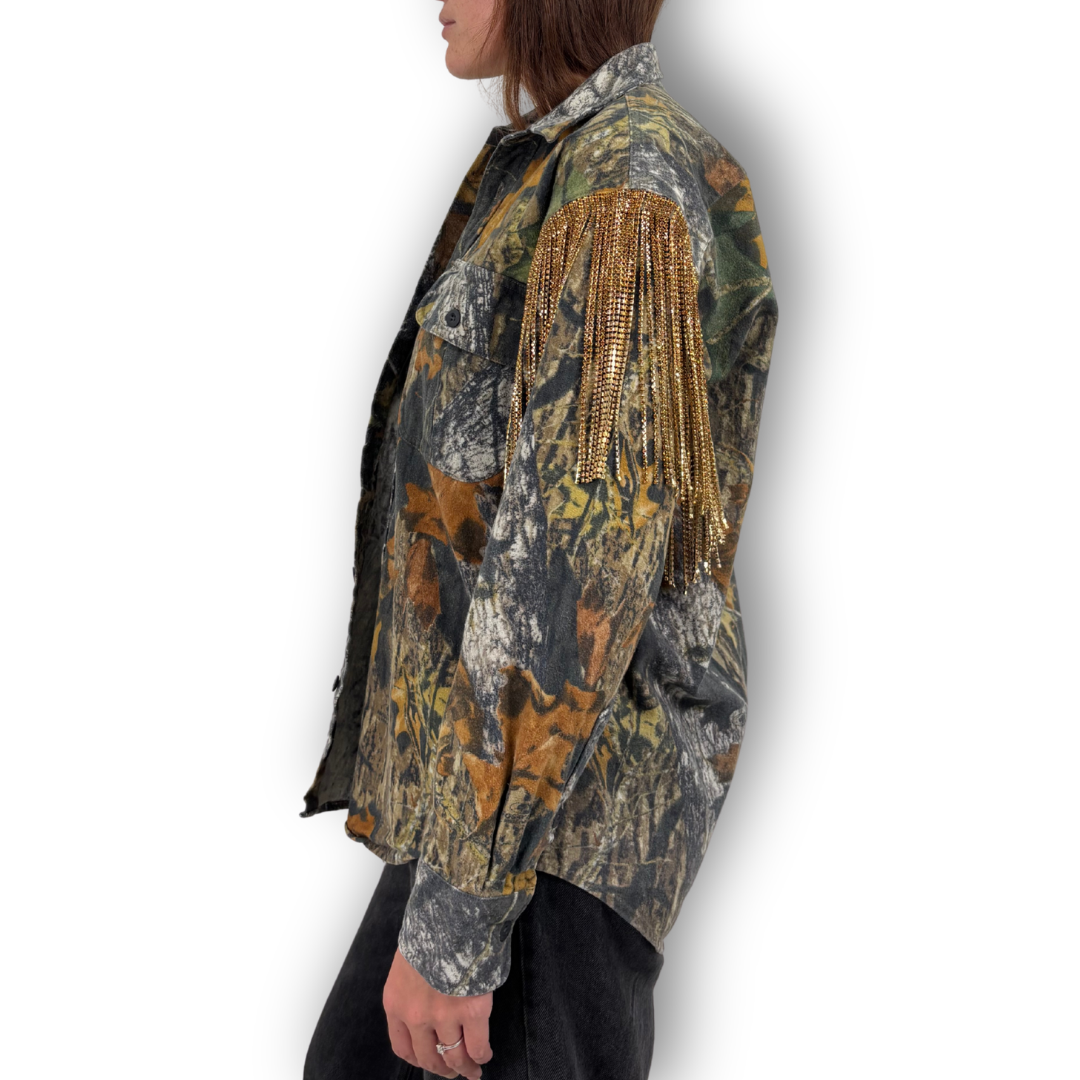 VINTAGE RHINESTONE FRINGE BUTTON DOWN