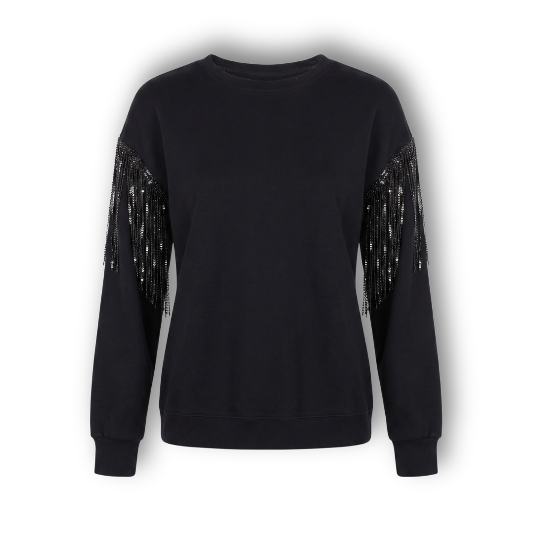 VINTAGE RHINESTONE FRINGE SWEATSHIRT