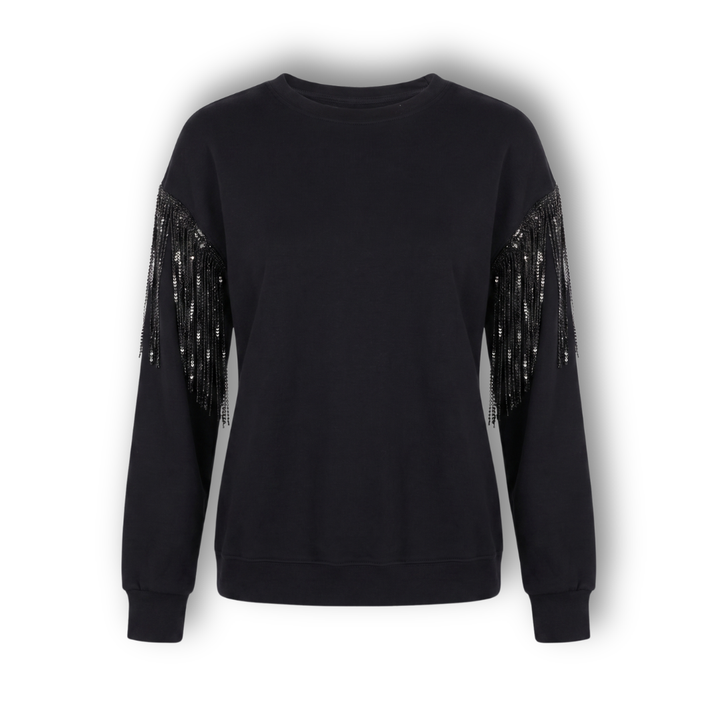 VINTAGE RHINESTONE FRINGE SWEATSHIRT
