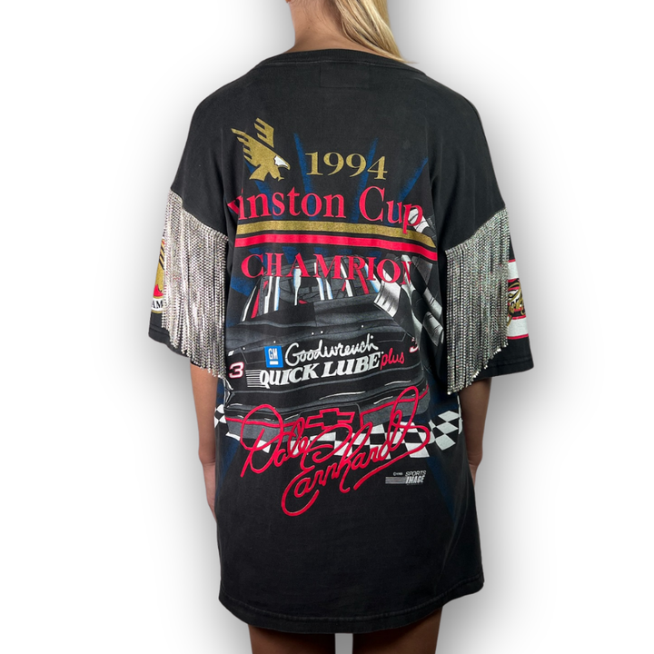 VINTAGE RHINESTONED NASCAR TSHIRT | MENS L