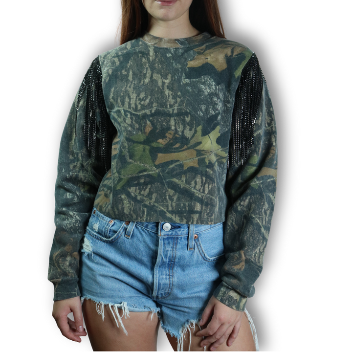 VINTAGE RHINESTONE CAMO SWEATSHIRT