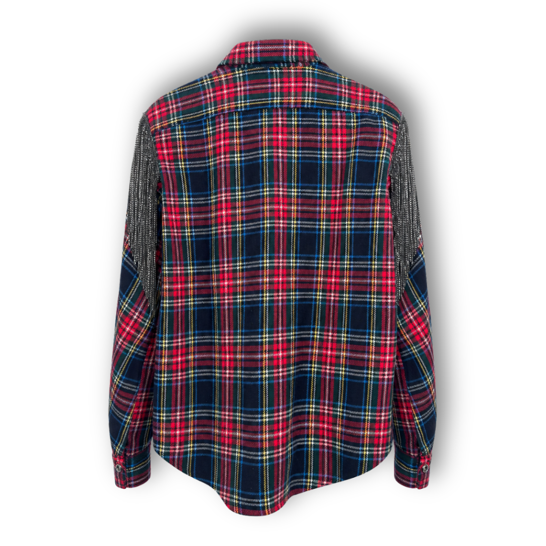 VINTAGE RHINESTONE FRINGE FLANNEL
