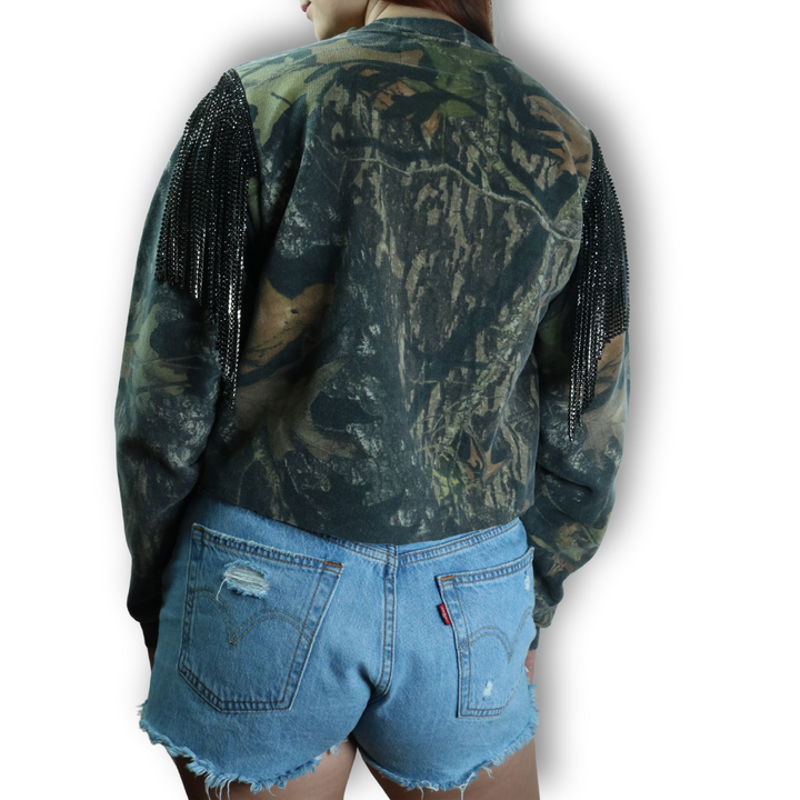 VINTAGE RHINESTONE CAMO SWEATSHIRT