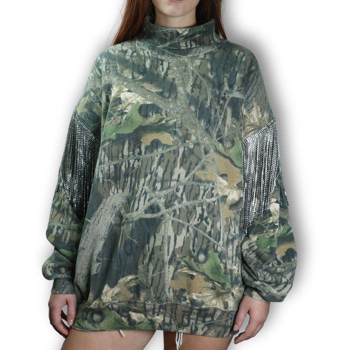 VINTAGE RHINESTONE CAMO SWEATSHIRT