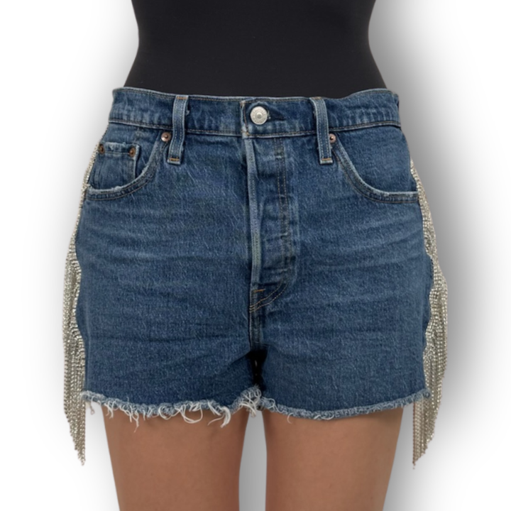 VINTAGE RHINESTONE FRINGE SHORTS