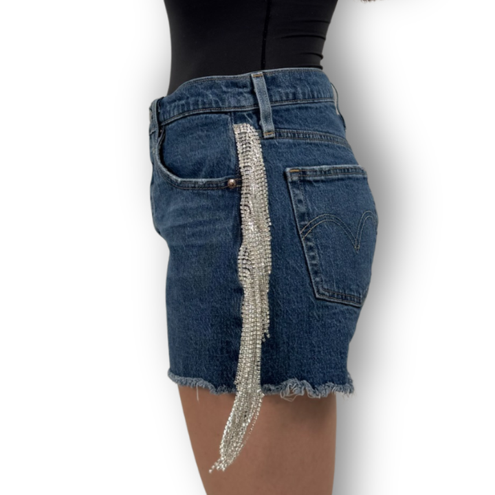 VINTAGE RHINESTONE FRINGE SHORTS