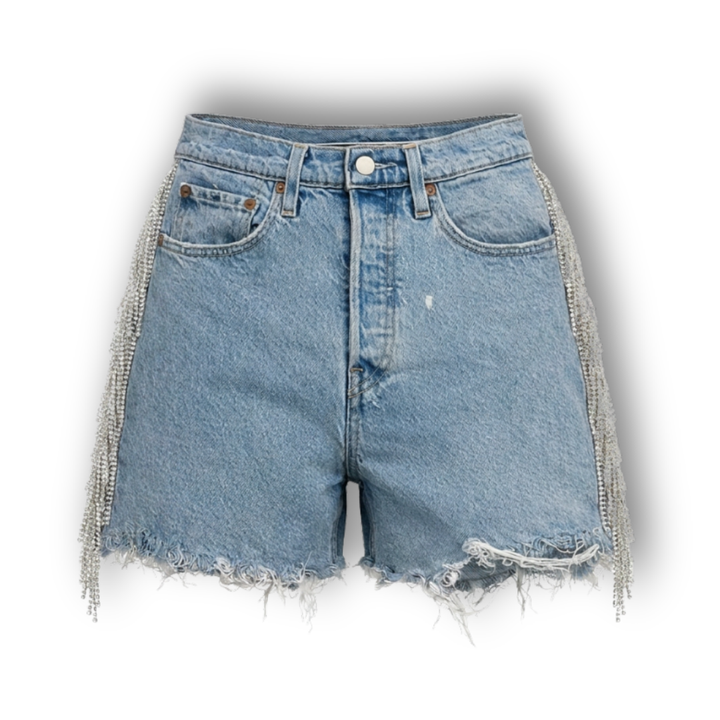 VINTAGE RHINESTONE FRINGE SHORTS