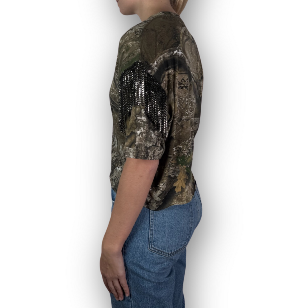 VINTAGE RHINESTONED CAMO TSHIRT