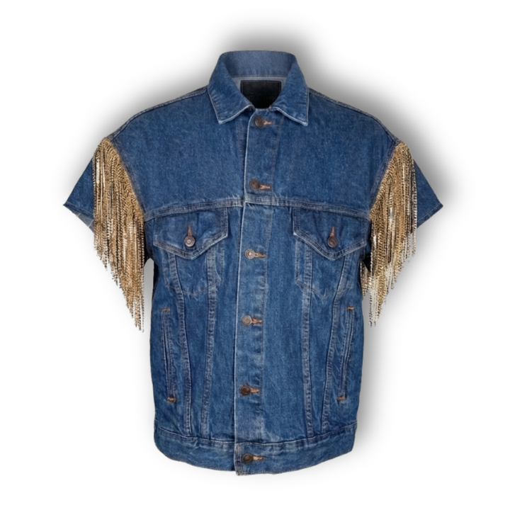 VINTAGE RHINESTONE FRINGE VEST