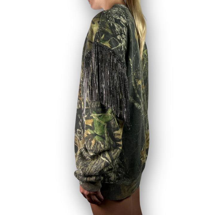 VINTAGE RHINESTONED CAMO SWEATSHIRT