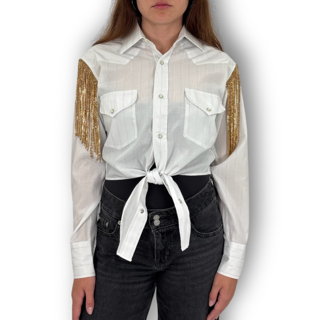 VINTAGE RHINESTONE TIE TOP