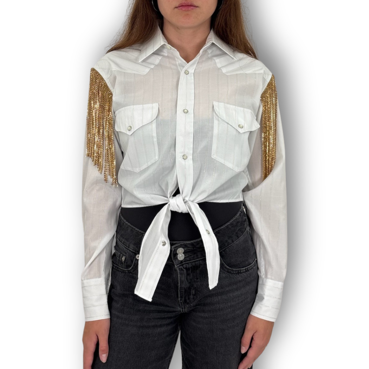VINTAGE RHINESTONE TIE TOP