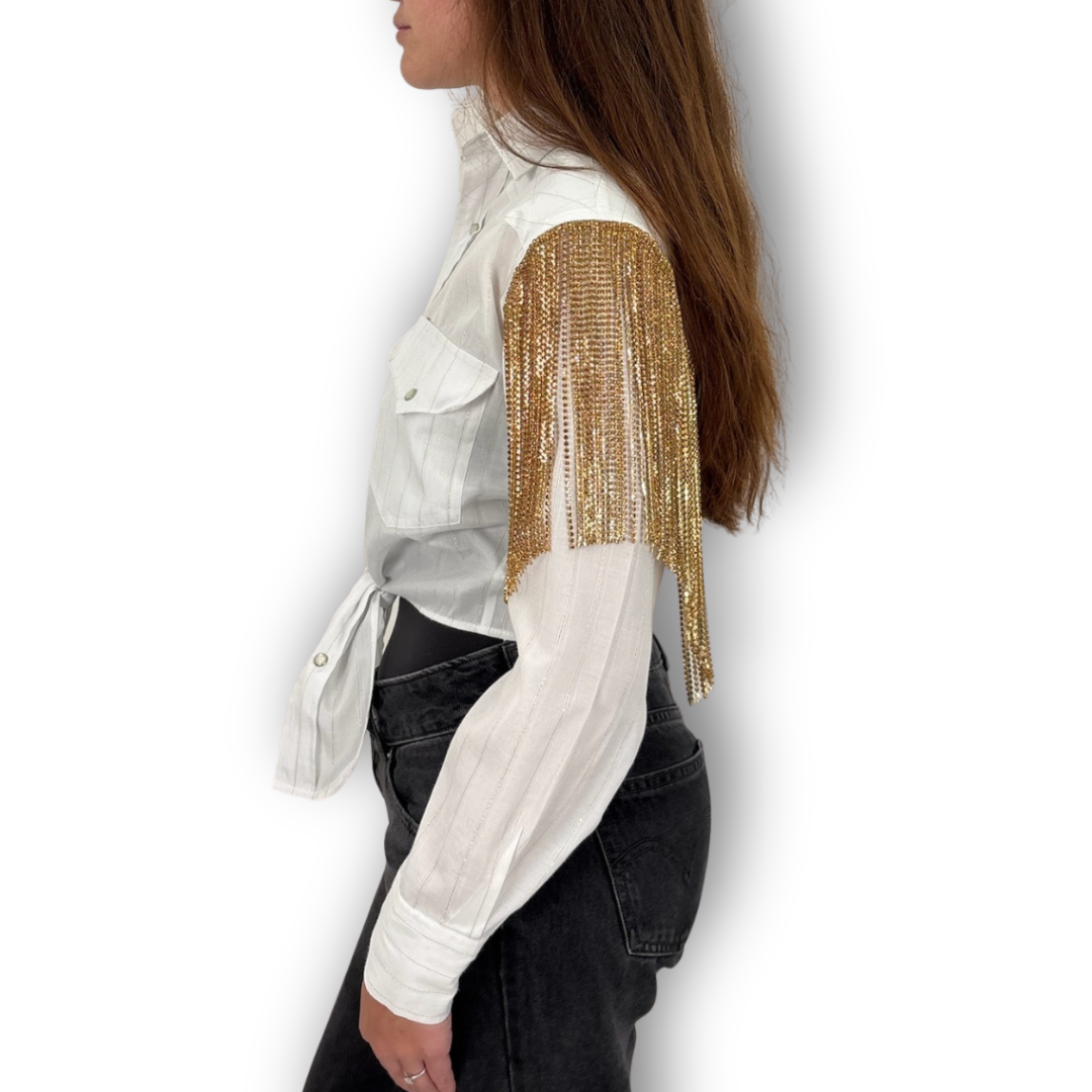 VINTAGE RHINESTONE TIE TOP