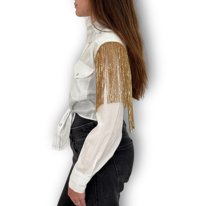 VINTAGE RHINESTONE TIE TOP