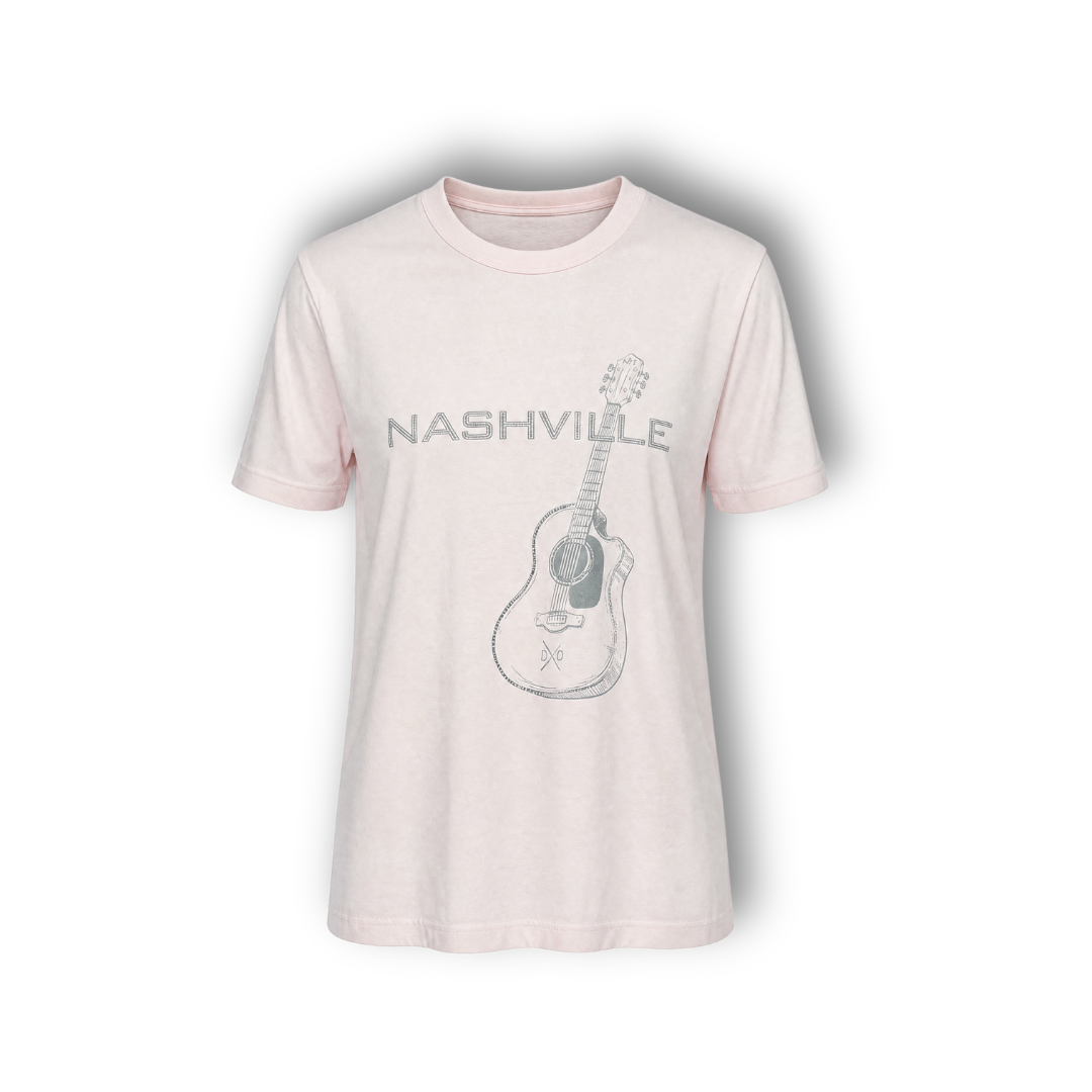 PRINT TEE GUITAR PINK