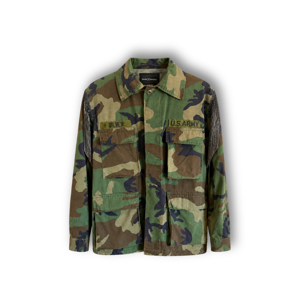 VINTAGE RHINESTONE CAMO BUTTON DOWN