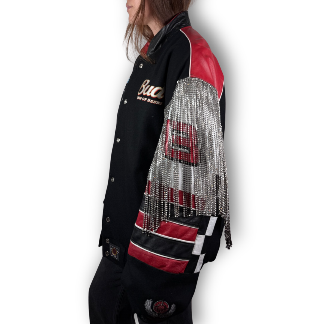 VINTAGE RHINESTONE FRINGE NASCAR JACKET