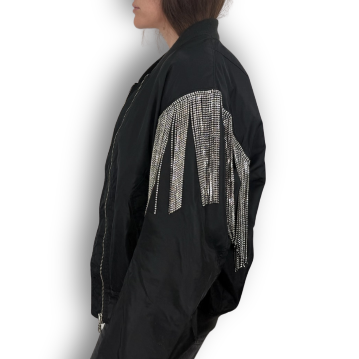 VINTAGE RHINESTONE FRINGE BOMBER JACKET