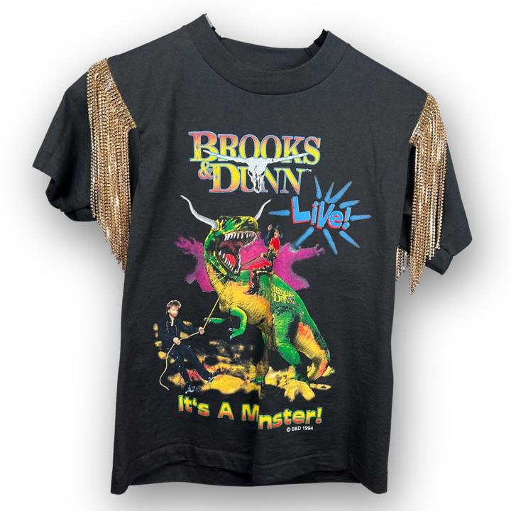 VINTAGE RHINESTONED BROOKS AND DUNN TSHIRT | MENS XS